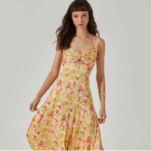 ASTR pink/yellow Twist Bust Floral Dress
